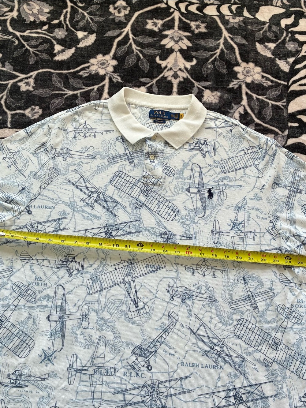 000 - POLO RALPH LAUREN AIRPLANE ALL OVER PRINT AOP POLO T SHIRT - Picture 6 of 7